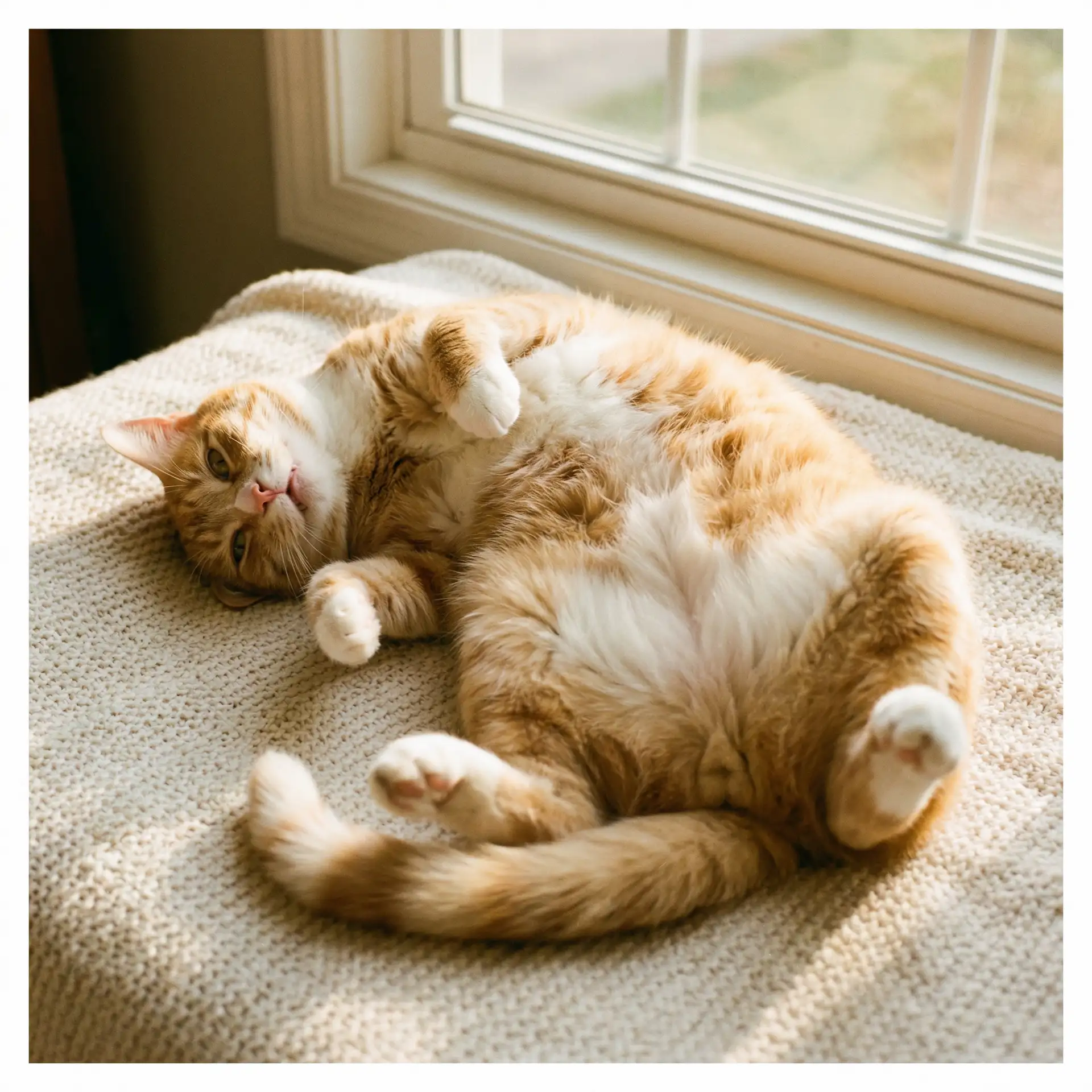 猫咪仰躺露出肚皮 - 小东西 你喷的到处都是